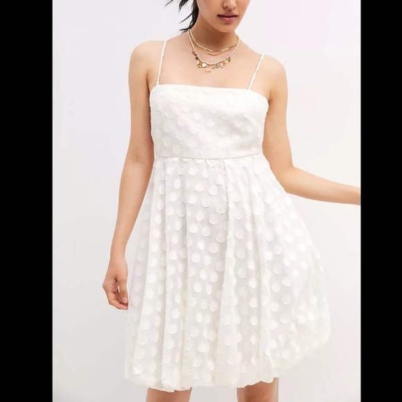 ANTHROPOLOGIE NWT Sachin&Babi Textured Polka Dot Mini Dress Bubble hem size 8. - Picture 1 of 8